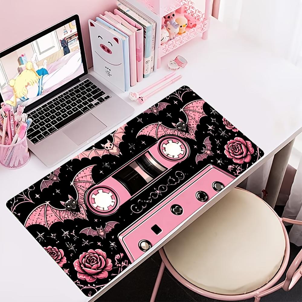 Retro Gaming Keyboard And Mouse - Roze retro cassetteband grote uitgebreide gaming-muismat