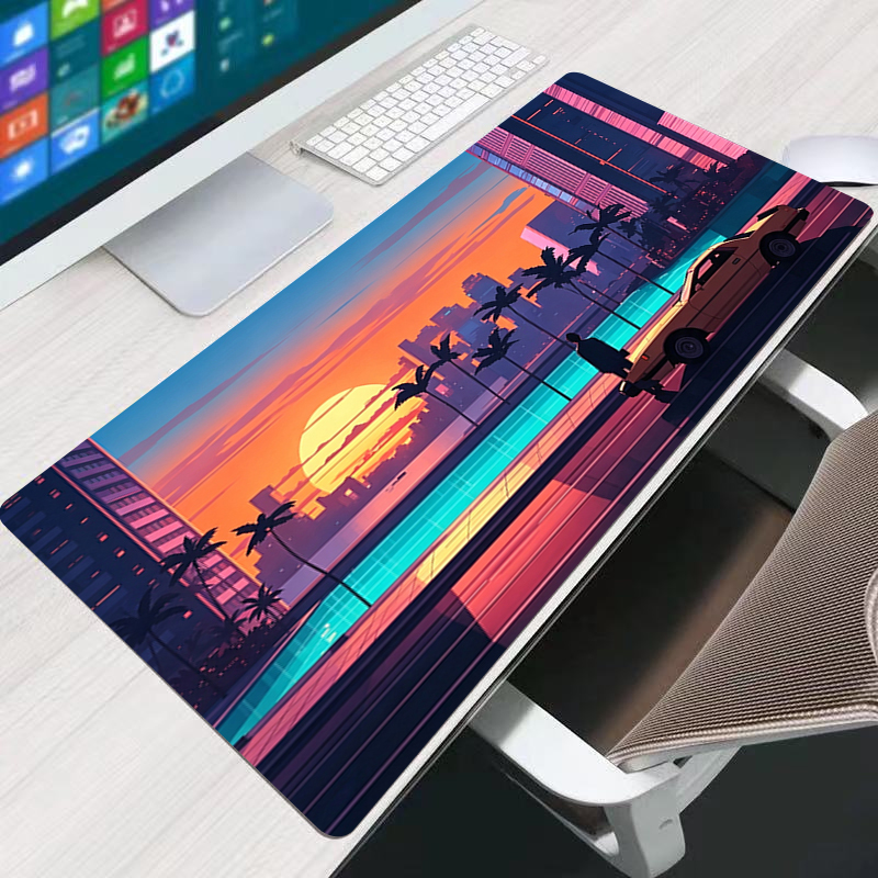 Retro Gaming Keyboard And Mouse - Kleurrijke muismat met HD-print, game-notebook-bureaumat XXL,
