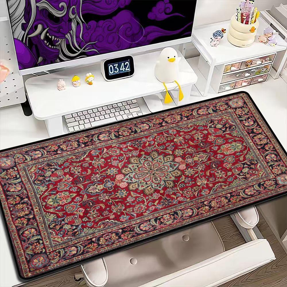 Retro Gaming Keyboard And Mouse - Vintage Perzisch tapijt patroon grote muismat,