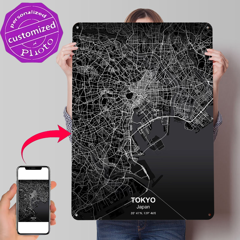 Retro Gaming Tokyo - Tokyo stadskaart 3D geprinte textuurposter gepersonaliseerde