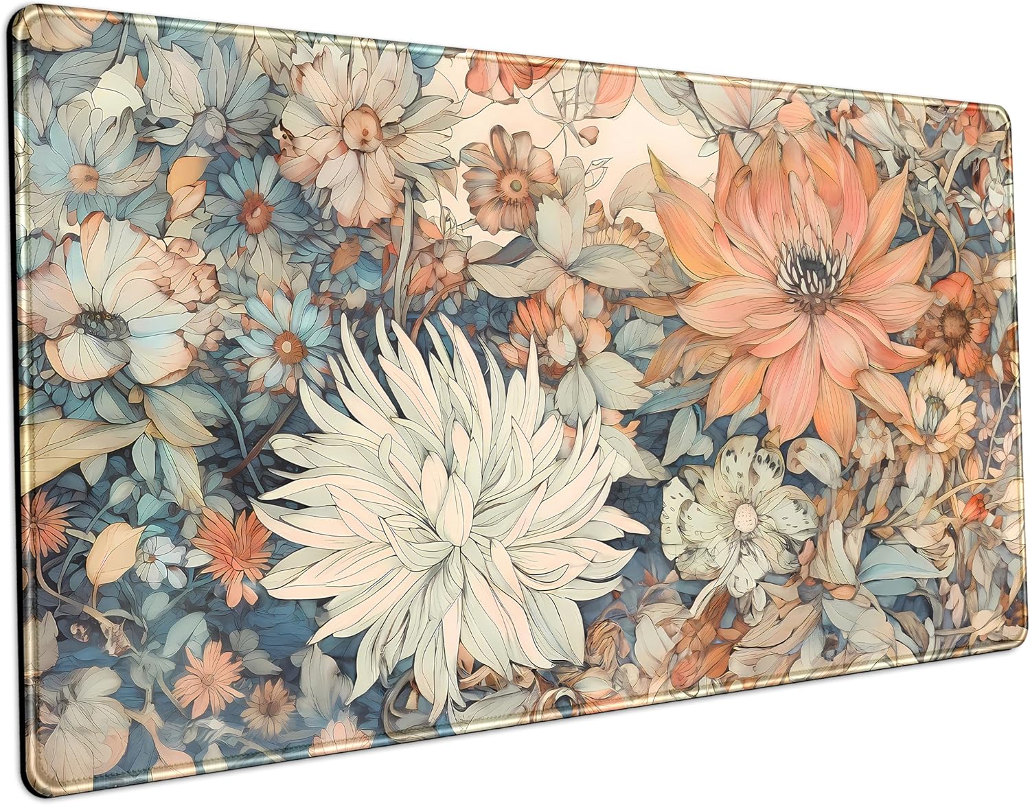Retro Gaming Keyboard And Mouse - Retro Japanse bloemenbureaumat – Boho esthetische