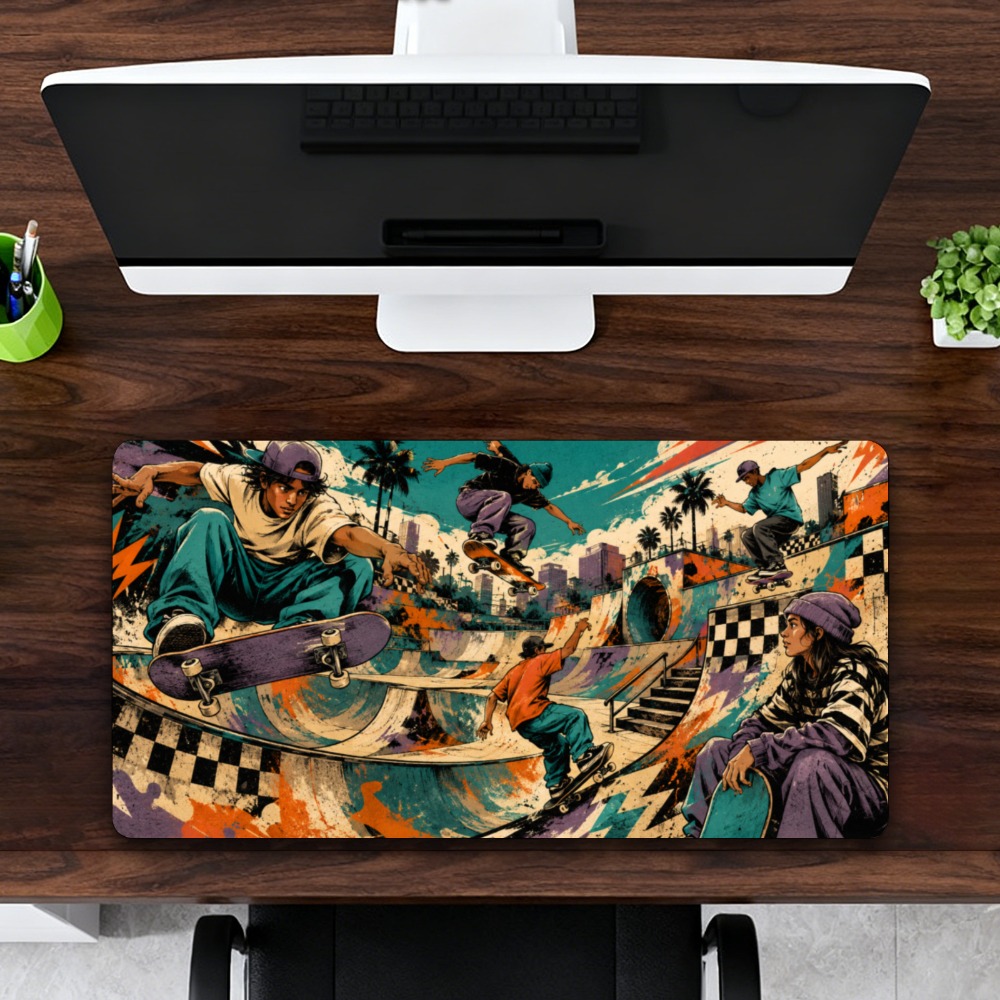 Retro Gaming Keyboard And Mouse - Coole tafelmat voor skateboardpark op straat