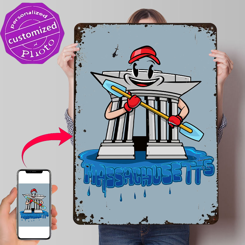 Retro Gaming Icons - Massachusetts City Icon 3D-geprinte textuurposter Gepersonaliseerde