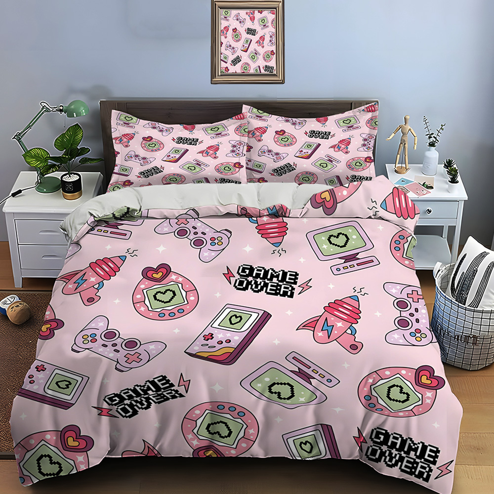 Retro Gaming Icons - Retro Gaming iconen op roze achtergrond
