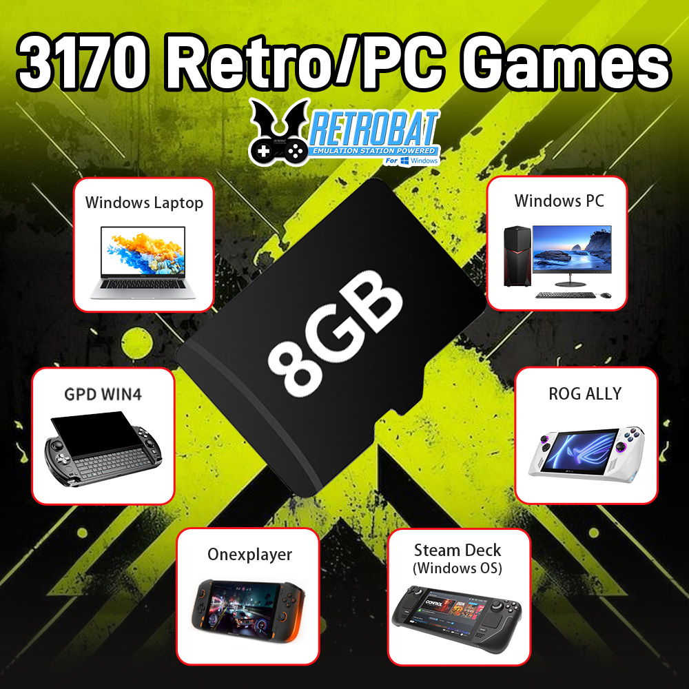 Retro Gaming Mini Pc - 8 GB Game TF-kaart met 3170