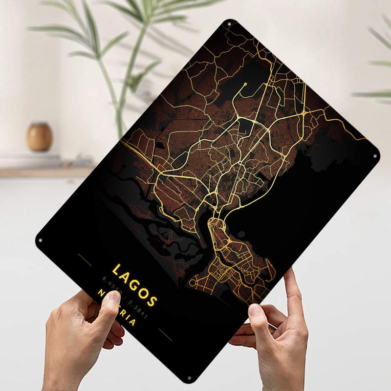 Lagos City Map Poster Aangepas - Retro Gaming Bar recensie en prijs