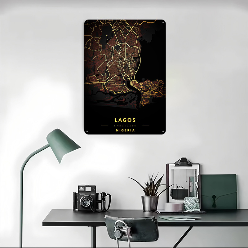 Lagos City Map Poster Aangepas - Retro Gaming Bar recensie en prijs