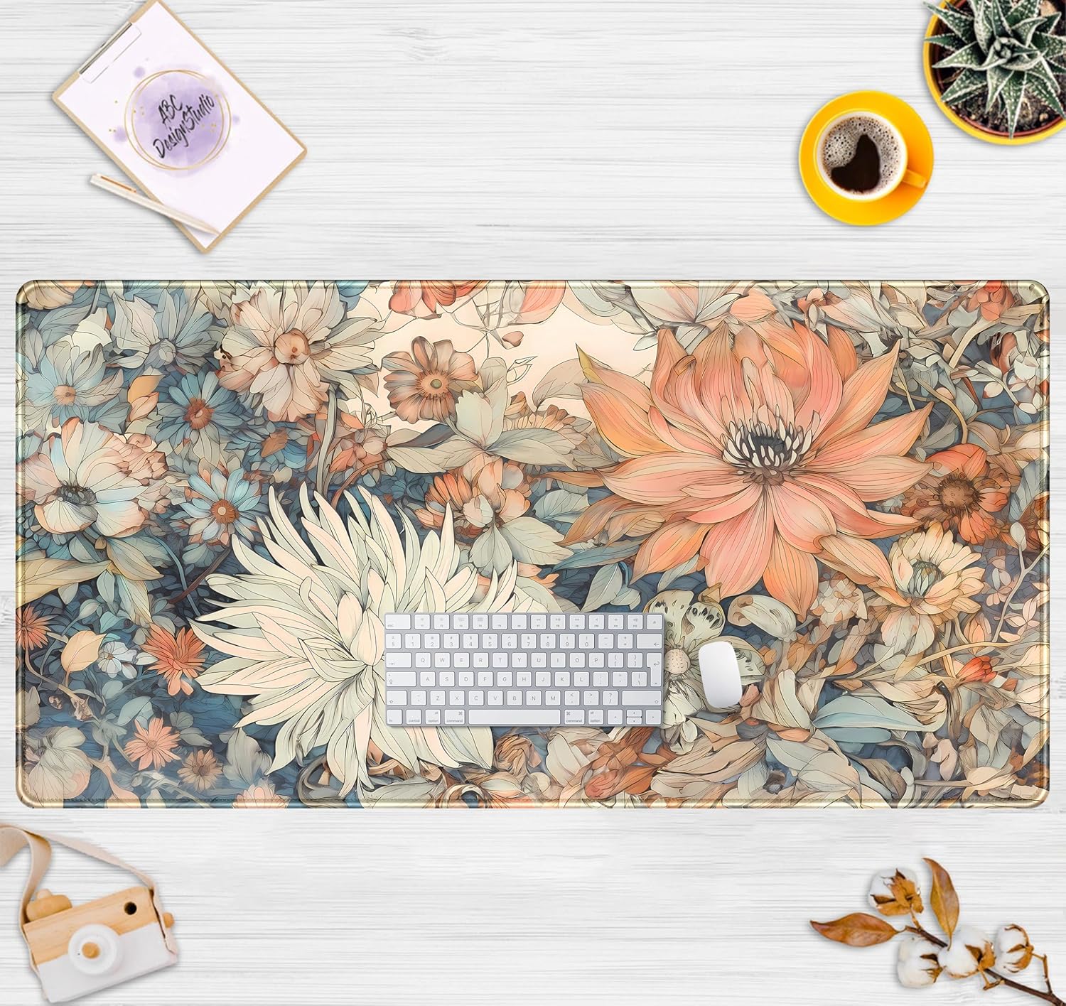 Retro Japanse bloemenbureaumat - Retro Gaming Keyboard And Mouse recensie en prijs