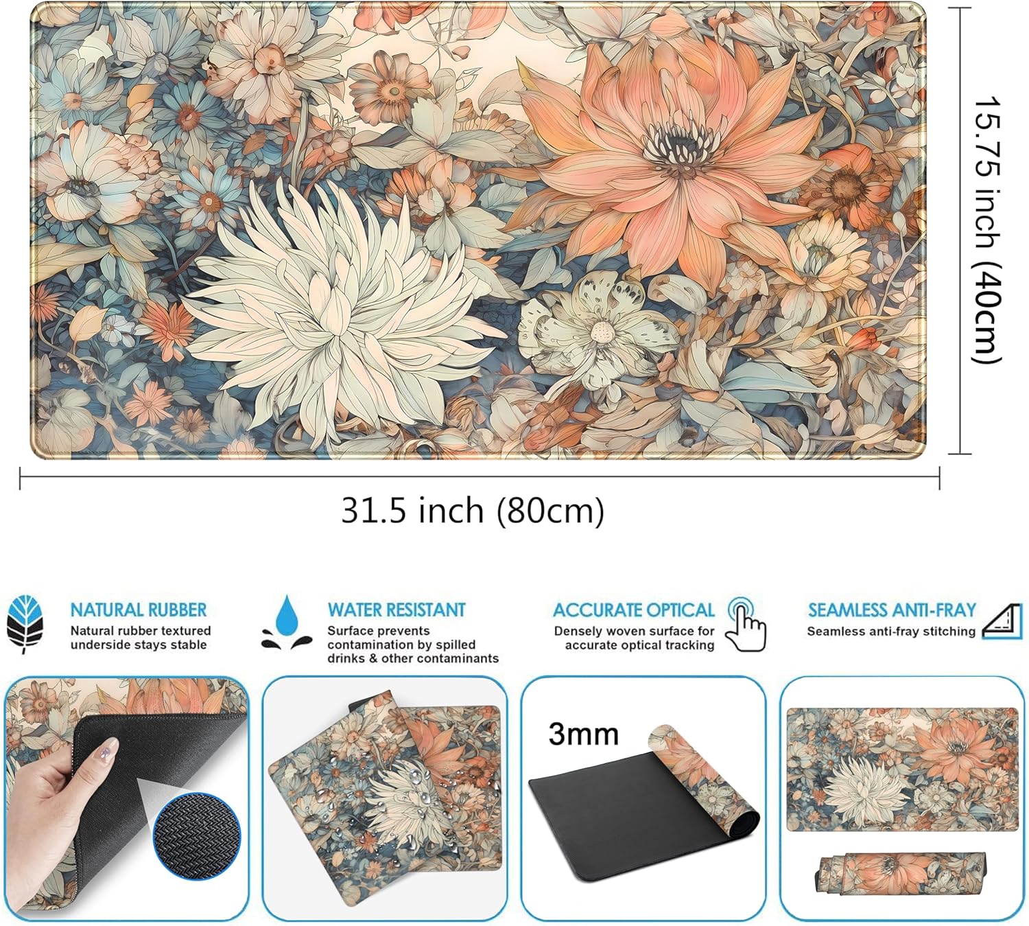 Retro Japanse bloemenbureaumat - Retro Gaming Keyboard And Mouse recensie en prijs